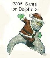 Santa on Dolphin Orn. 3"