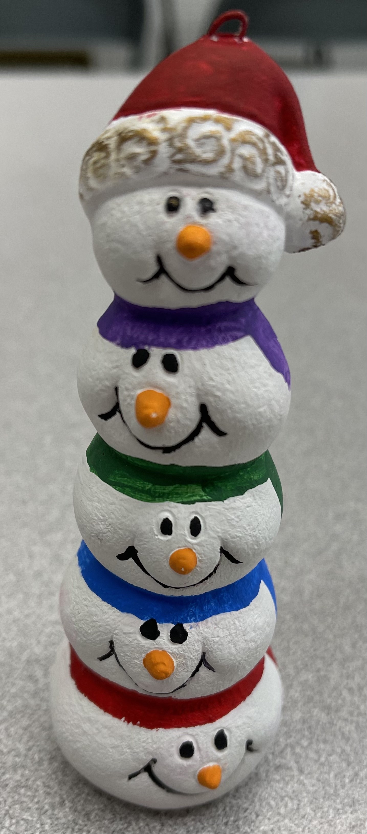 Snowmen Head Stack Ornament 5”Tx1.75