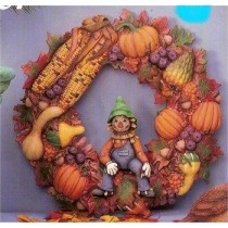 Autumn Wreath w/Scarecrow 16"D