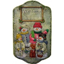 DH Snowmen Welcome Plaque 12"T