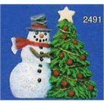 Snowman w/Tree Orn. 3"T