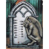 Gargoyle Thermometer Plaque 13"tx9"w