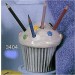 Cupcake Pencilholder 4.25"T pencils/ncld.